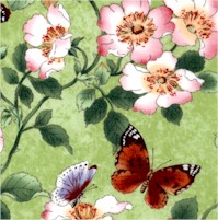 Keris Collection - Elegant Cherry Blossoms and Butterflies on Green