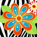 Flower Power - Bright Flowers Over Zebra Stripe - LTD. YARDAGE AVAILABLE