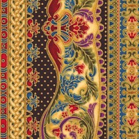 Florentine 3 - Gilded Floral Vertical Stripe in Jewel Tones by Peggy Toole
