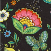 Dazzling Garden Single Border Floral on Black