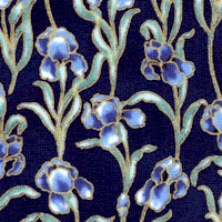 Peacock Garden - Majestic Gilded Irises on Navy Blue