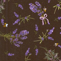 Lavender Sachet - Tossed Lavender Sprigs and Ribbons on Black