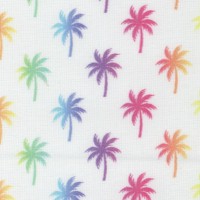 Surfside - Rainbow Palm Trees on White