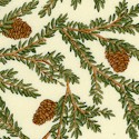 Winter Story - Pine Trees on Cream by Deb Strain - SALE! (MINIMUM PURCHASE 1 YARD)