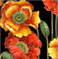 Spring Hill Metallic - Elegant Gilded Poppies on Black