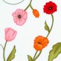 Poppy Patio - Small Scale Poppies on Ivory