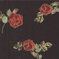 Elegant Tossed Gilded Rosebuds on Black