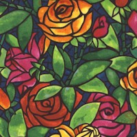 Marblehead Stained Glass Roses - LTD. YARDAGE AVAILABLE