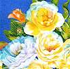 Late Summer Flowers - Tossed Roses on Blue by Joanne Porter