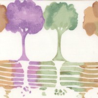 Watercolor Garden - Pastel Trees on Ivory by Meera