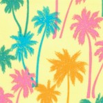 Aloha - Tossed Palm Trees on Yellow