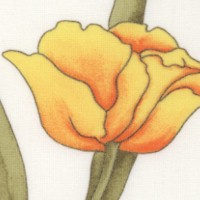 Fete des Fleurs - More Tossed Gilded Tulips on Ivory