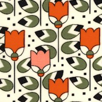 Rhapsody -Retro Tulips and Leaves by Rosemarie Lavin