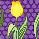 Veranda - Stylized Tulips on Purple- SALE! (MINIMUM PURCHASE 1 YARD)