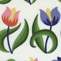 Spring Fever - Rows of Tulips on Ivory by Jane Sassaman