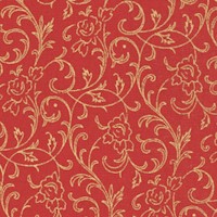 Royal Peacock - Elegant Metallic Gold Vines on Red