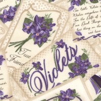 Violet Wishes - Romantic Notes on Cream by Debbie Beaves of The Violet Patch - LTD. YARDAGE AVAILABL