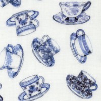 Afternoon Tea - Tossed Teacups and Saucers in Blue