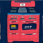 Bake - Retro Ovens and Stovetops on Navy by Julia Rothman