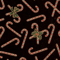 Holiday Charms - Gilded Tossed Small-Scale Candy Canes on Black