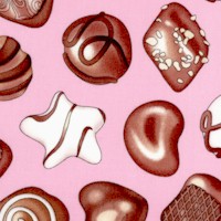 Tossed Gourmet Chocolates on Pink