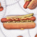Chow Time - Hot Dogs on Paper Plates by Mary Lake-Thompson
