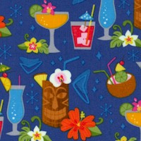 Tiki Bar - Tropical Cocktails and Mid-Century Motifs on Blue