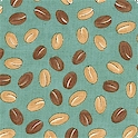 Java - Tossed Coffee Beans on Retro Green by Deb Strain