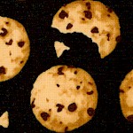 Munchies - Tossed Chocolate Chip Cookies on Black- - LIMITED YARDAGE AVAILABLE (2 YARDS)