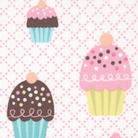 Cupcake Party - Colorful Cupcakes on Pink Texture
