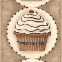 Cupcakery - Cupcake and Recipe Vertical Stripe 