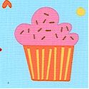 Confections - Tossed Cupcakes on Blue - SALE! (MINIMUM PURCHASE 1 YARD)
