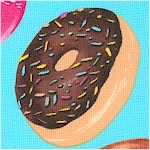 Tossed Yummy Donuts on Blue