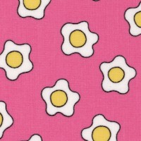 The Coop - Tossed Fried Eggs on Pink by Kim Schaefer