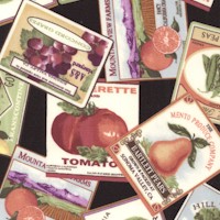 Elm Creek Quilts - Rose’s Collection Tossed Produce Labels on Black