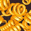 Tossed Curly French Fries on Black