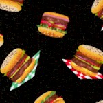 Tossed Small Scale Hamburgers on Black