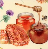 Honey Flower - Honey Jars, Flowers and Honeycomb by Ekaterina Glazkova