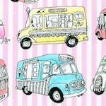 Small Scale Ice Cream Trucks On Pink and White Stripe