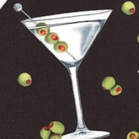 Top Shelf - Tossed Martinis and Olives on Black