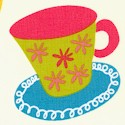 Metro Cafe - Tossed Teacups on Cream - SALE! (MINIMUM PURCHASE 1 YARD)