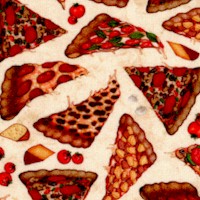 Order Up - Small Scale Tossed Pizza Slices on Beige by Dan Morris