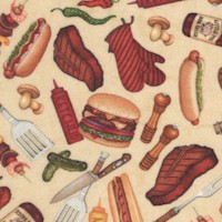 Order Up - Small Scale Tossed Barbeque Foods on Beige by Dan Morris
