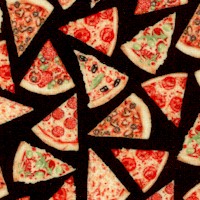 Tossed Mini Pizza Slices on Black (Digital)