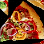 Tossed Pizza Slices on Black - BACK IN STOCK