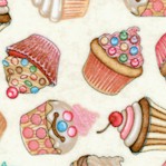 Home Sweet Home - Tossed Small-Scale Cupcakes on Cream - LTD. YARDAGE AVAILABLE