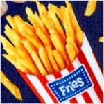 Takeout - Tossed French Fries on Navy Blue