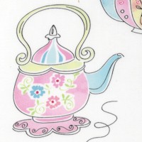 Pastel Teapots and Teacups on Ivory