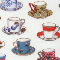 Tea Time - Small Scale Teacups and Saucers on Ivory