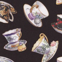 Fancy Tea - Elegant Teacups and Saucers on Black